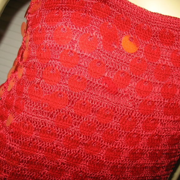 New Vintage Y2K 90s Rampage Red Spaghetti Embellished Top Cami Knit Crochet Glam - Picture 6 of 8
